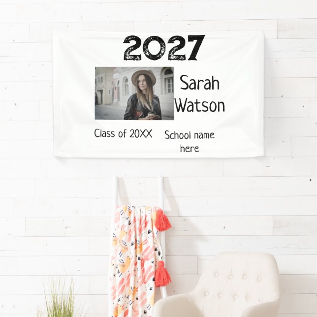 Lona foto de graduación simple clásico añadir clase año (In situ)