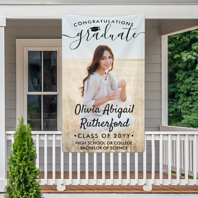 Lona Foto de graduación y elegante clase de guión negro (Subido por el creador)