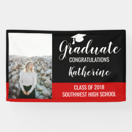 Lona Foto de graduado Felicitaciones Rojo negro