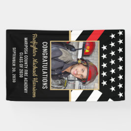 Lona Foto de la graduación de la Academia de Bomberos