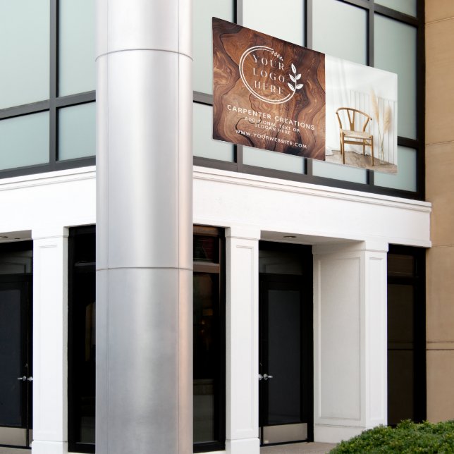 Lona Foto de Logotipo de Carpintería de Madera Moderna  (Edificio exterior)