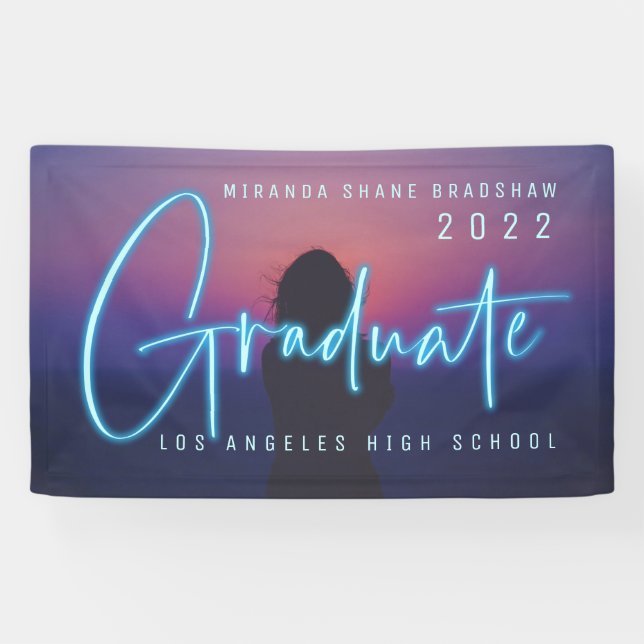 Lona Foto de Neon Blue Graduate (Horizontal)