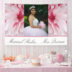 Lona Foto de Personalizado floral rosa de Mis Quince