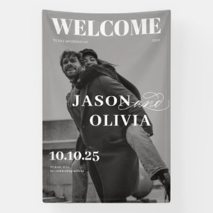 Lona Foto de portada de revista en blanco y negro para