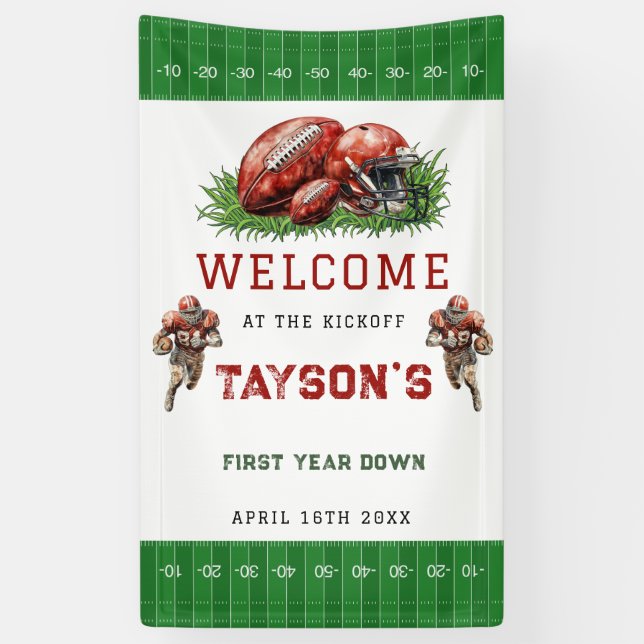 Lona Foto de primer año de Fútbol Fiesta (Vertical)