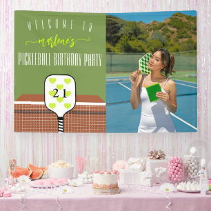 Lona Foto de Remo de Pickleball Elegante Fiesta de Cump