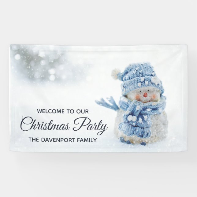 Lona Foto de un muñeco de nieve en invierno - Navidades (Horizontal)