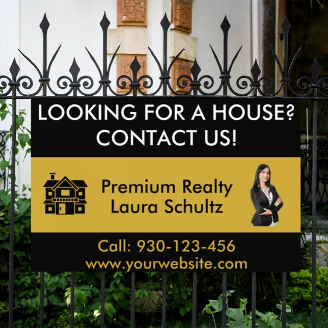 Lona Foto del logotipo del Personalizado inmobiliario G (gold black real estate banner)