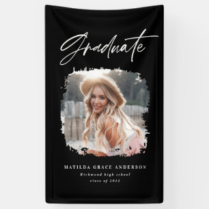 Lona Foto geométrica fiesta de graduación blanca y ne