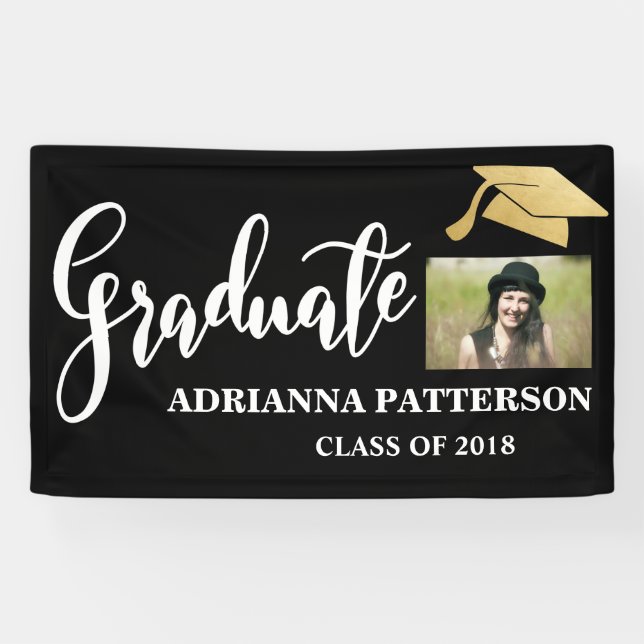 Lona Foto graduada manuscrita del gorra graduado del (Horizontal)