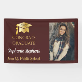 Lona Foto Maroon Gold Congrats Graduate Name | Escuela