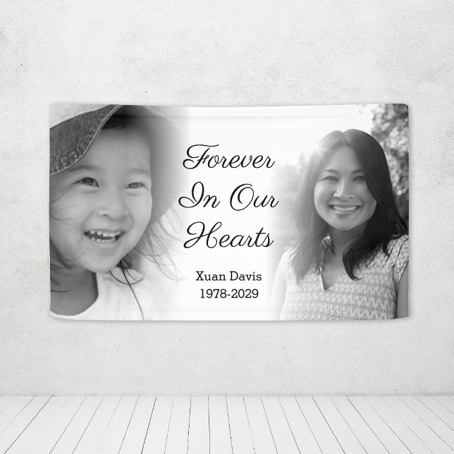 Lona Foto Monumento Blanco Negro Para Siempre En Nuestr (Black White Memorial Photo Forever In Our Hearts Banner
)