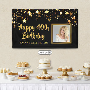 Lona Foto personalizada de cumpleaños número 40 con est