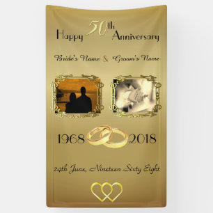 Lona Foto personalizada del 50 aniversario de Gold Happ