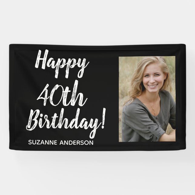 Lona Foto personalizado 40 aniversario de cumpleaños ne (Horizontal)