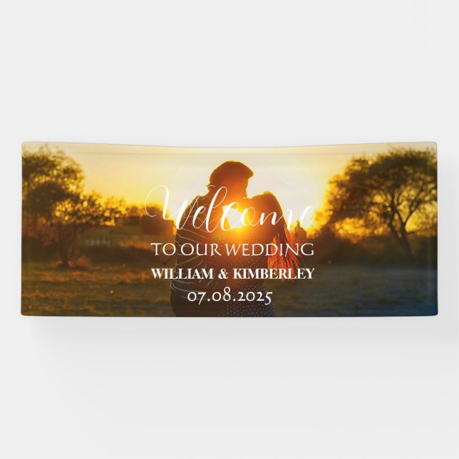 Lona Foto personalizado Boda elegante moderna (Horizontal)