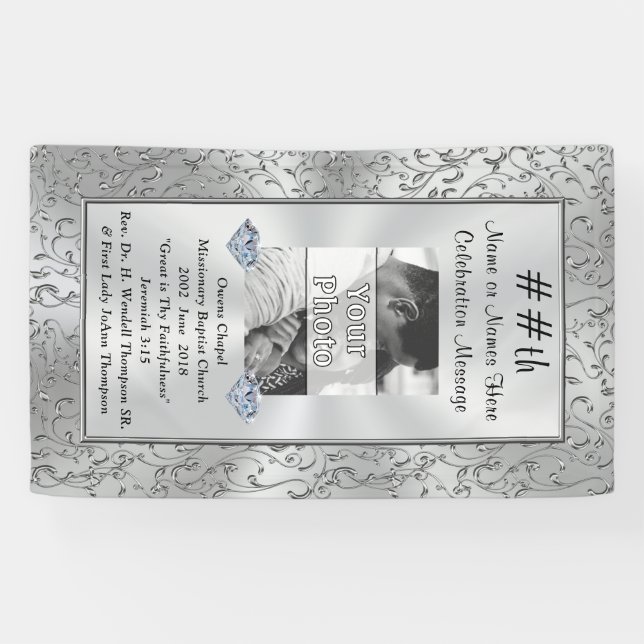 Lona Foto vertical y bandera personalizada del fiesta (Horizontal)