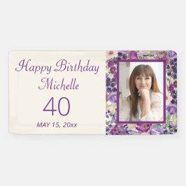 Lona Fotografía de bienvenida morada Rubor Pink Floral 