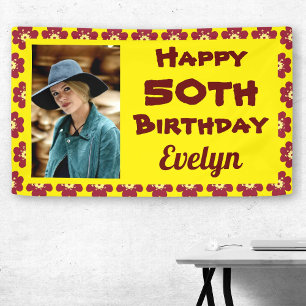 Lona Fotografía de flor roja por los 50 años