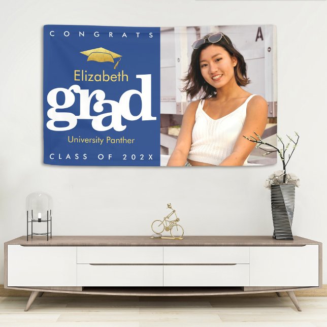 Lona Fotografía de la graduación azul del sombrero de o (Subido por el creador)