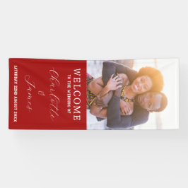 Lona Fotografía De Pareja Boda Rojo Y Blanco Recién Cas