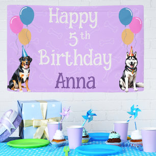 Lona Fotografía púrpura Perro Cumpleaños Paw-ty
