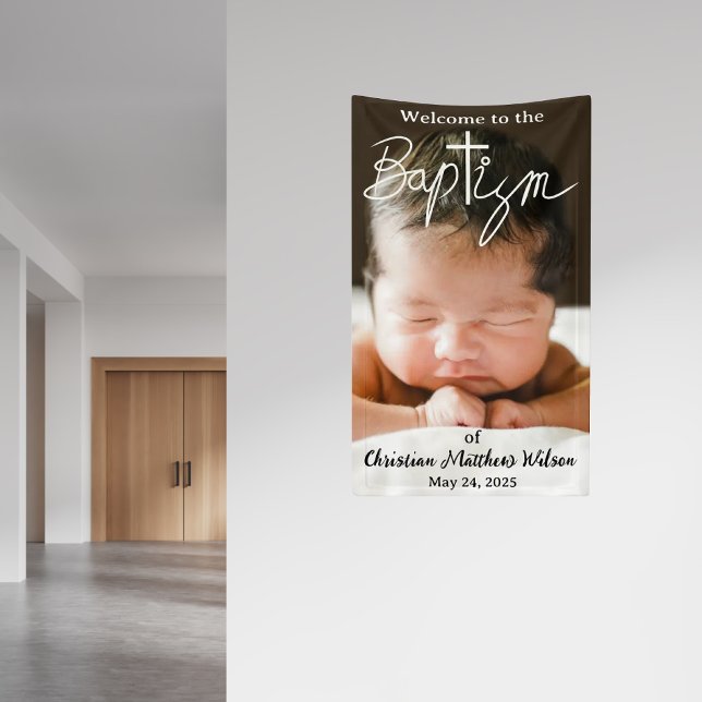 Lona Fotografía simple moderna cruzando el bautismo rel (Subido por el creador)