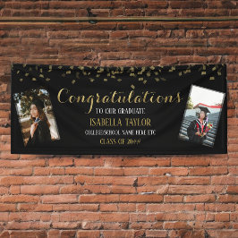 Lona Fotos de graduación de Black & Gold Felicitaciones