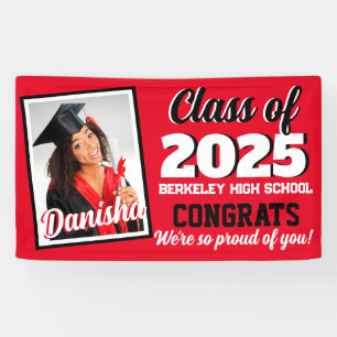 Lona Fotos de graduación de la clase de 2026 en rojo, n