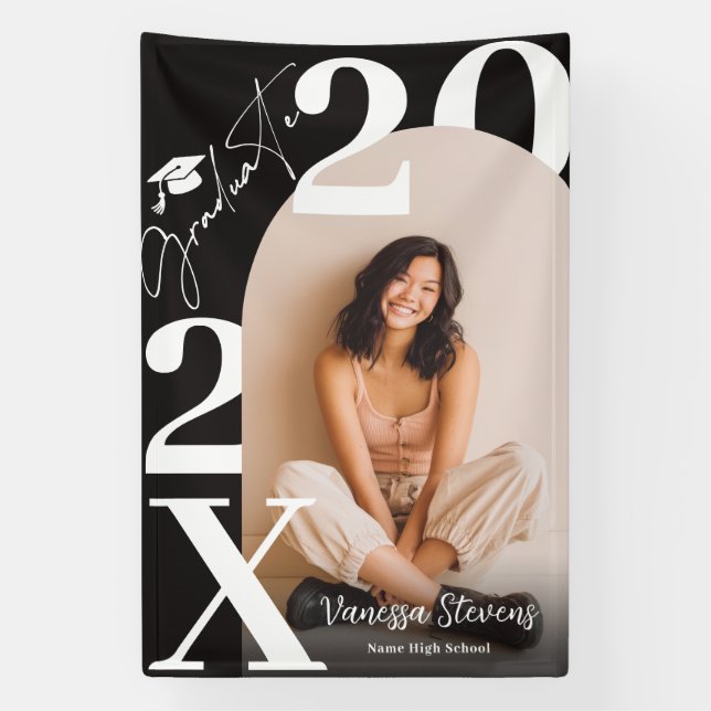 Lona Fotos de graduación modernas y atrevidas en blanco (Vertical)