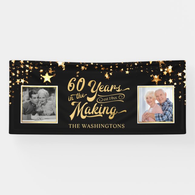 Lona Fotos del 60° Aniversario del Negro y Oro Entonces (Horizontal)