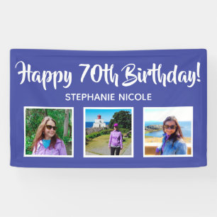 Lona Fotos personalizadas de Happy 70th Birthday Lavend