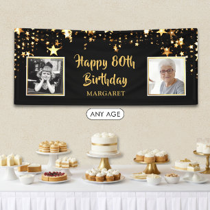 Lona Fotos Personalizadas del 80 Cumpleaños Entonces y