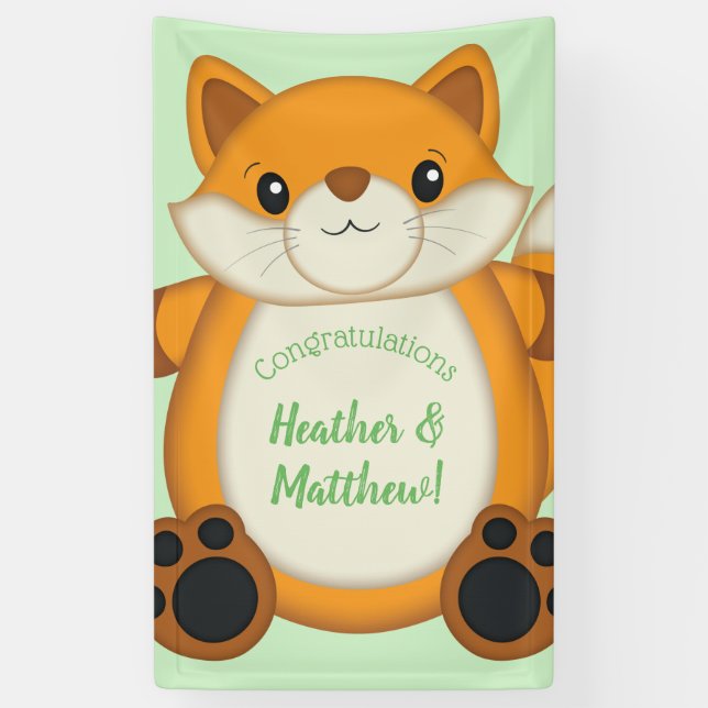 Lona Fox Baby Shower Green (Vertical)