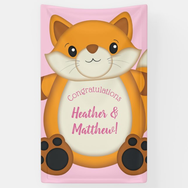 Lona Fox Baby Shower Pink (Vertical)