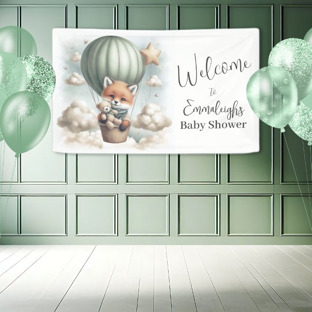 Lona Fox Bear Adventure Balloon Baby Shower Welcome (Subido por el creador)