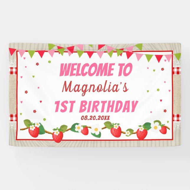 Lona Fresa Cumpleaños Red Camco Blanket Fondo (Horizontal)