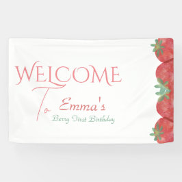 Lona Fresa primer cumpleaños Fiesta Berry primera bienv