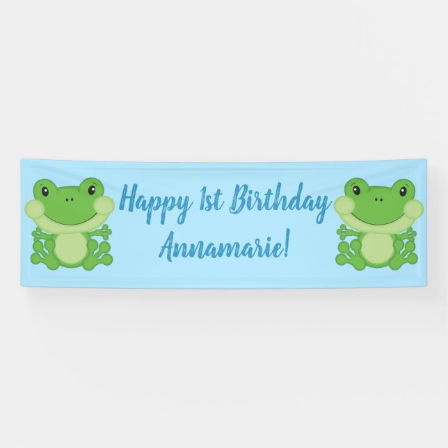 Lona Frog Birthday Party Blue (Horizontal)