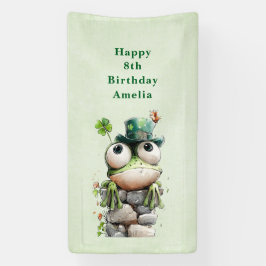 Lona Frog with Green Hat and Shamrock Cute Birthday
