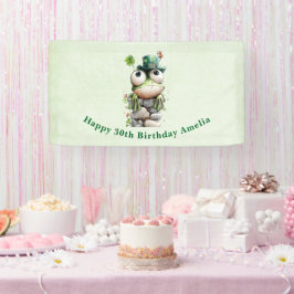 Lona Frog with Green Hat and Shamrock Cute Birthday