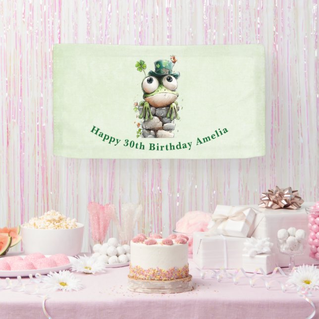 Lona Frog with Green Hat and Shamrock Cute Birthday (Fiesta)