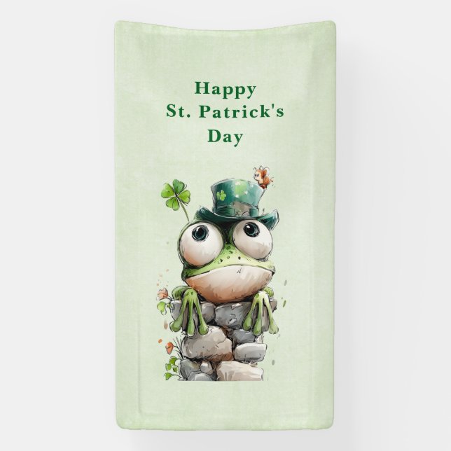 Lona Frog with Green Hat and Shamrock St. Patrick's Day (Vertical)