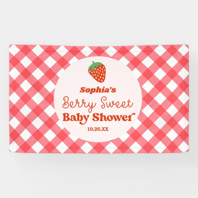Lona Fruta de fresa Un Baby Shower dulce de Berry (Horizontal)