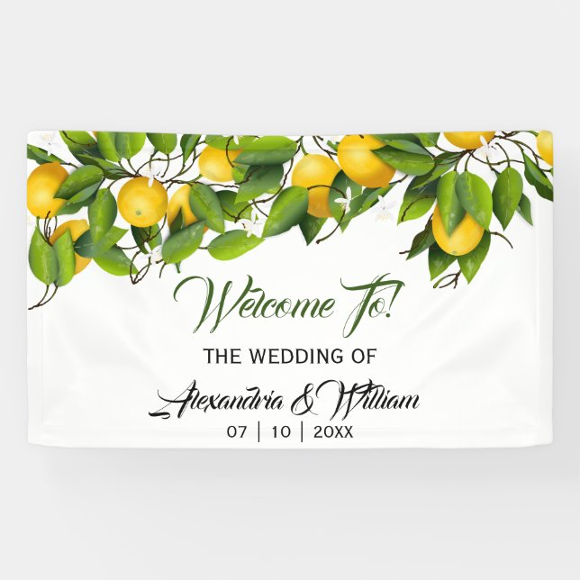 Lona Fruta moderna de limón vintage | BODA (Horizontal)