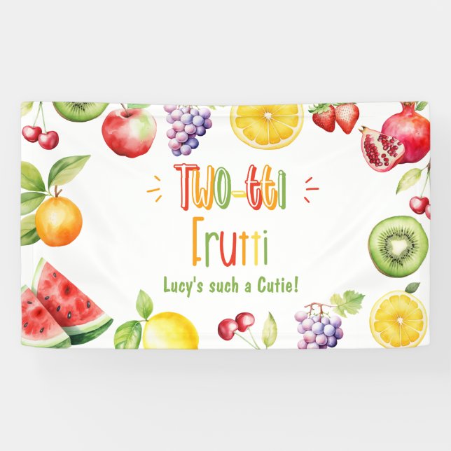 Lona Frutti de dos tetas como un 2º cumpleaños de Cutie (Horizontal)