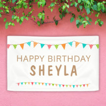 Fun Colorous Bunting Flags Happy Birday Name