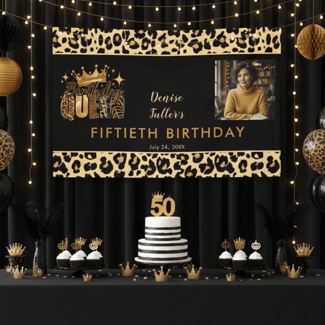 Lona Fun Leopard Birthday Queen Fifty Photo Birthday (Subido por el creador)