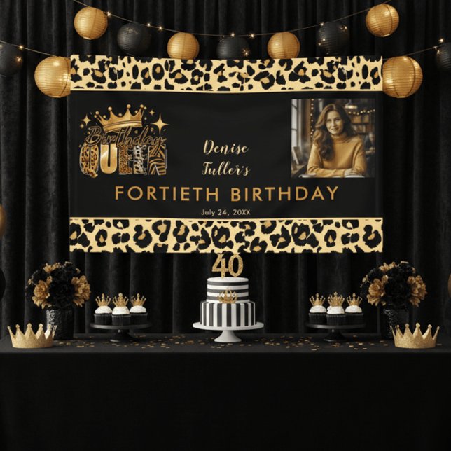 Lona Fun Leopard Birthday Queen Forty Photo Birthday (Subido por el creador)