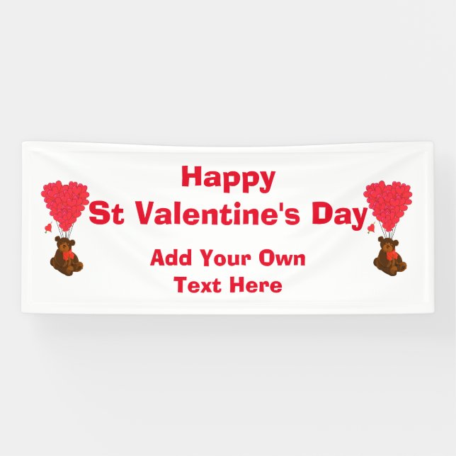 Lona Fun St Día de San Valentín con un oso de peluche (Horizontal)